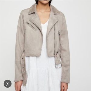 Pull & Bear Grey Faux Suede Moto Jacket